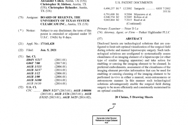 US Patent Published by Inventors: Dr. Farshid Alambeigi, Alexander Cohen, Christopher R. Idelson, and Christopher Rylander 